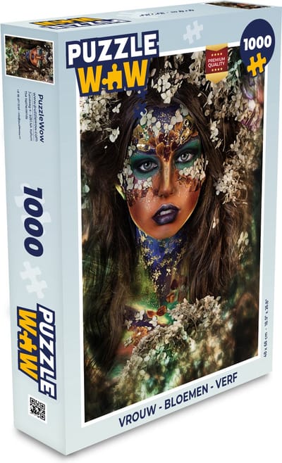 Puzzel Vrouw - Bloemen - Verf - Legpuzzel - Puzzel 1000 stukjes volwassenen