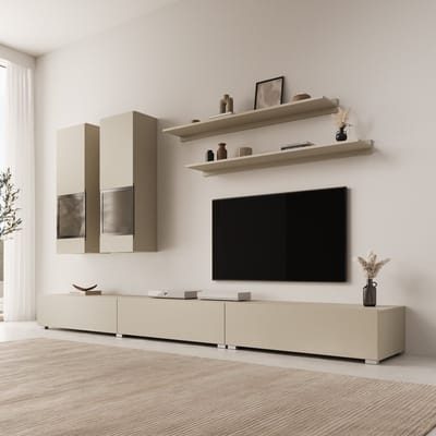 Meubella - Bolivar - Wandmeubel - Beige - 270x41x26 cm