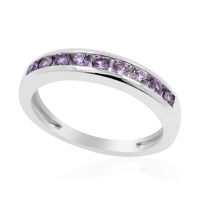 Cavill - Luxe Zilveren Ring - 925 Sterling Zilver Gerhodineerd - 0,34 Ct Paarse Ceylon Saffier Rond - Moderne Sieraden Dames