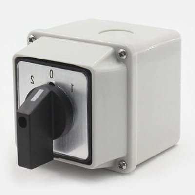 Waterdichte schakelkast met universele draaiknop schakelaar voor controlecircuits - 3 posities, 12 klemmen, ideaal voor industriële toepassingen en elektrische installaties