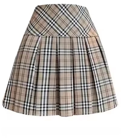 Geruite Casual Rok - Dames - Beige - Theedoek - Ruiten - Kort - Strepen