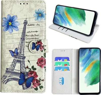 Hoesje geschikt voor Samsung Galaxy S21 FE Bookcase met Eiffel Toren /Parijs