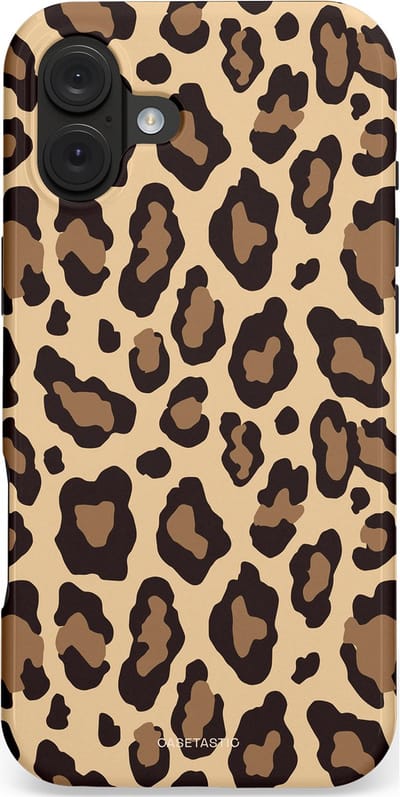 Casetastic hoesje geschikt voor Apple iPhone 16 Plus - MagSafe - Dubbellaagse bescherming - Wilde Panter - Fashion Case - Zwart Taupe Crème