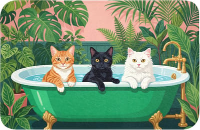 Badmat 60x40 cm - Antislip - Badkamer - Kattenparade - Kleurrijk - Badmatten voor badkamer - Badkamermat - Douchemat - Badkamer mat