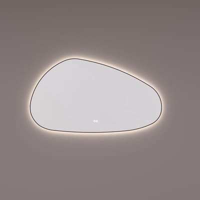 HIPP Design spiegel Organisch Mat Zwart met Indirecte LED Rondom 100 x 60 x 3 cm met Spiegelverwarming. Kleurenwissel en Touch Dimmer