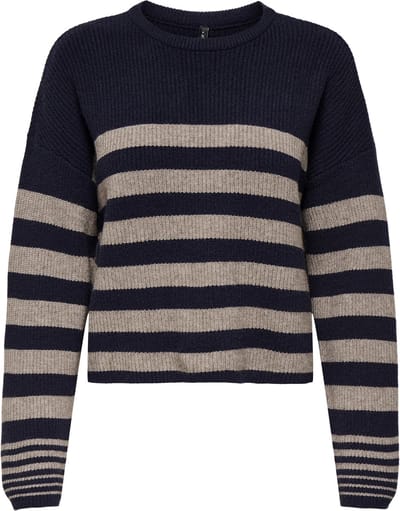 ONLY - ONLKATIA LS RIB STRIPE O-NECK CC KNT - Dames - Gebreide truien