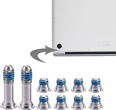 Let op type!! 10 in 1 for Macbook Air 13.3 inch (2010) A1369 / MC503 / MC504 Original Computer Case Bottom Cover Screws (2 Long + 8 Short)