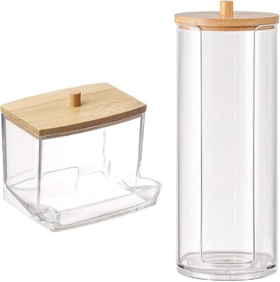 Set van 2 Katoenen Wattenstaafjes, Multifunctionele Opbergdoos voor Cosmetica, Ideaal voor Thuis en Reizen, Duurzaam en Handig