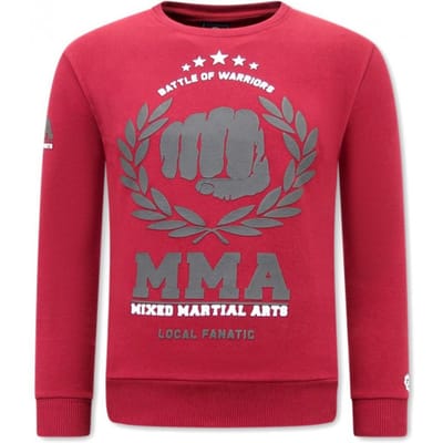 Heren Sweater met Print - MMA Fighter - Bordeaux
