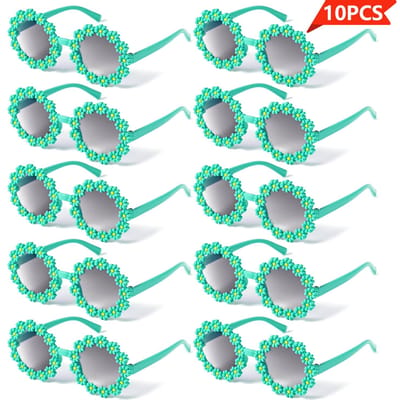 10 stuks Modieuze en Trendy Schattige Bloemen Madeliefjes Brillen Perfect Geschikt voor Activiteiten Feesten en Verkleed Brillen blue