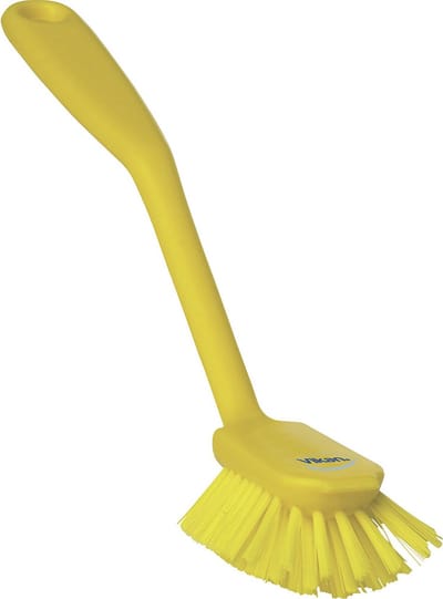 Vikan Afwasborstel 42376 met Schraprand - 28 cm - Geel - Geschikt voor de kleine Vaat - Onverslijtbaar - Bestand tegen Kokend heet water