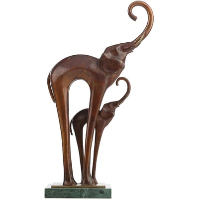 Tooarts Moeder kind Olifant Messing Olifant Sculptuur Geluk Betekenis Exquise Handwerk Huis en Kantoor Ornament bruin