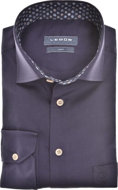 Ledub modern fit overhemd - popeline - paarsblauw - Strijkvriendelijk - Boordmaat: 39