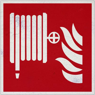 Brandslang bord – F002 | Forex Re materiaal | 10 x 10 cm