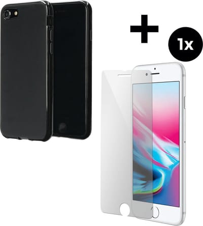 Mobiparts Classic TPU hoesje geschikt voor Apple iPhone 6 met 1 Screenprotector van Gehard Glas - Zwart