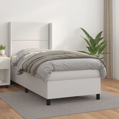 vidaXL - Boxspring - met - matras - kunstleer - wit - 100x200 - cm