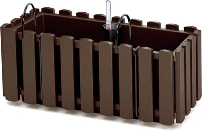 Prosperplast Plantenbak - Fence-look - kunststof - 38 x 18 x 16 cm - bruin - hangend - bloembak