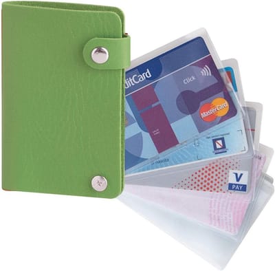 Magnetische Creditcardhouder voor 10 Kaarten, Groen Faux Leer