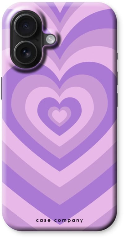 Case Company® - Hoesje geschikt voor iPhone 16 hoesje - Hart Paars - Tough Case - Maximale Bescherming alle Kanten en Schermrand