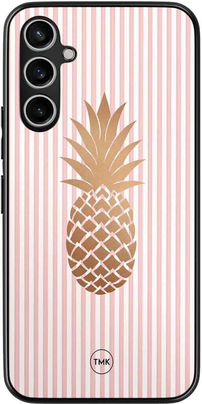 Hoesje geschikt voor Samsung Galaxy A54 - Ananas roze - Roze, Goud - TPU case - Print - Hardcase zwart telefoonhoesje