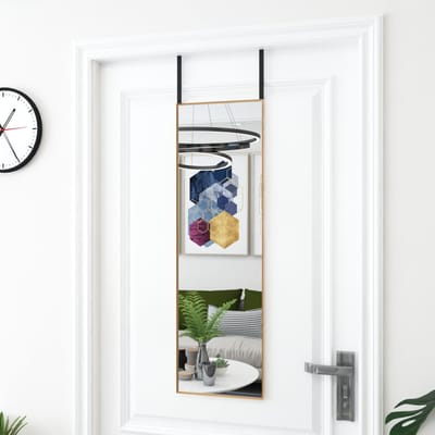 vidaXL - Deurspiegel - 30x100 - cm - glas - en - aluminium - goudkleurig