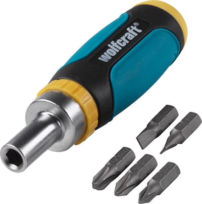 wolfcraft - Mini Multi Bit Schroevendraaier met ratelfunctie - 1237000