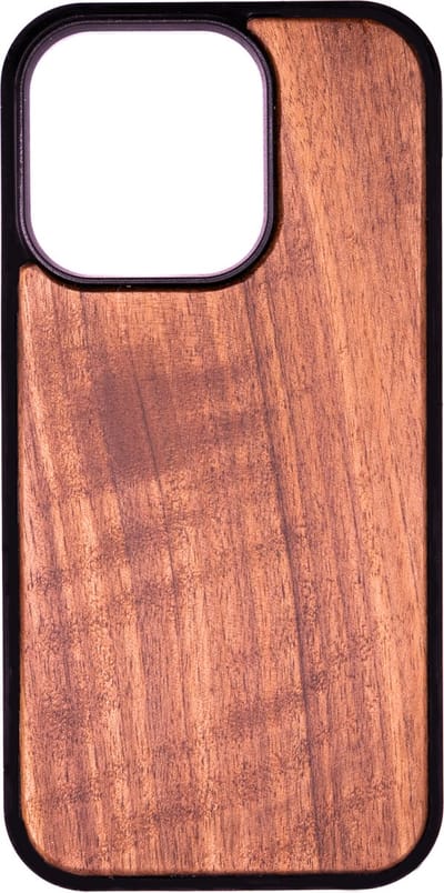 Houten Telefoonhoes Geschikt Voor Iphone 14 PRO - Houten Telefoonhoes - Houten Case - Walnoot Hout - Zwart - Beschermende Bumper