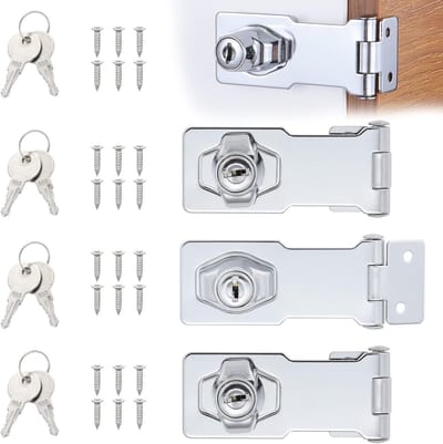 Allecta - Roestvrijstalen Hangsloten Set van 4, 6,3 cm Met Sleutels - Hangsloten voor Deuren, Meubels en Kasten