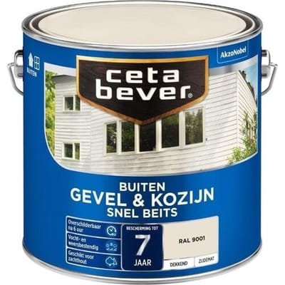CetaBever Gevel & Kozijn Snel Beits - Zijdemat - RAL 9001 - 750 ml