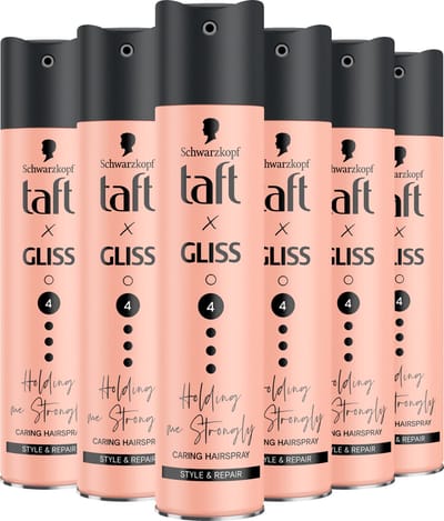 Taft x Gliss Holding Me Strongly - Haarstyling - Haarverzorging - Hairspray - Alle Haartypes - Voordeelverpakking - 6 x 250 ml