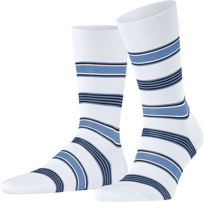 FALKE Marina Stripe versterkt duurzam katoen sokken heren wit - maat 41-42