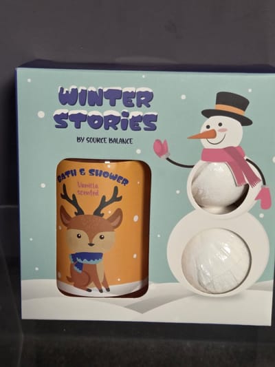 geschenkje voor kinderen - winter stories - bruisballen - bath douche gel - vanille