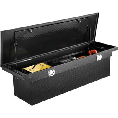 VEVOR Crossover Truck Tool Box voor de laadruimte (1770 x 501 x 465 mm) Afsluitbare en waterdichte gereedschapskisten van aluminium met ruitstructuur, Truck Box voor campertrailers Zwart