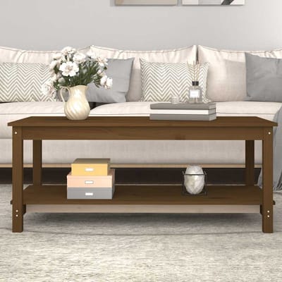 vidaXL - Salontafel - 110x55x45 - cm - massief - grenenhout - honingbruin