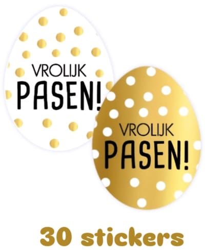 30x Sluitstickers - vrolijk pasen - uitdelen - - pasendagen - sticker - goudfolie