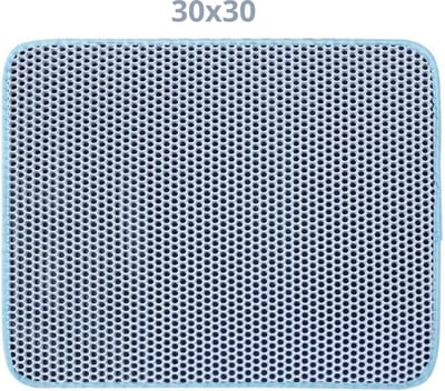 Bovista Kattenbak Mat - Katten Mat - Grit Opvanger - Schoonloopmat Kattenbak - Kattenbak Uitloopmat - Kattenbak Matje - Cat Litter Mat - Wasbaar - Blauw - 30x30cm
