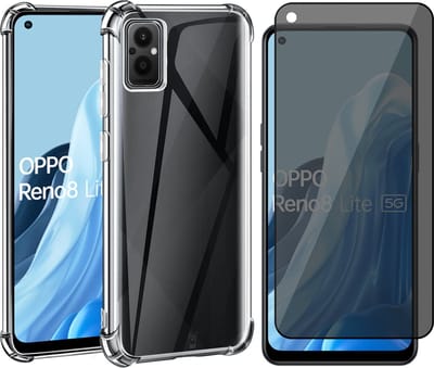 Hoesje geschikt voor Oppo Reno 8 Lite / 7 Lite - Privacy Screenprotector Volledig Dekkend Glas - Shockproof Transparant