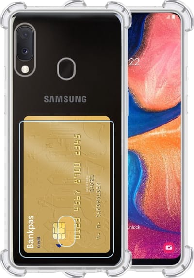 Hoesje - Geschikt voor Samsung Galaxy A20e - Met Pashouder en Kaarthouder - Telefoon Hoes Shockproof - Siliconen Case - Back Cover - Shock Proof - Pasjes Houder - Telefoonhoesjes - Transparant