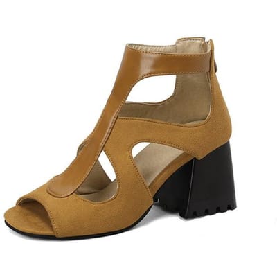 Zomer Nieuw Ontwerp Vrouwen 'S Geklonken Holle Coole Laarzen Chunky Hakken Gemengde Kleur Chelsea Laarzen Sandalen Voor Meisjes Damesschoenen 34 brown