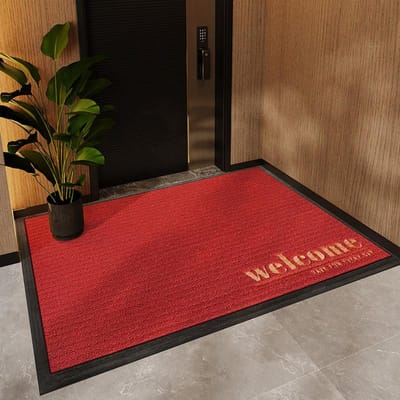 Groot Huis met Rode Entree Deurmat Antislip Slijtvast Vuilmat Schrapend Zand Stof Zuigende Deur Tapijt 60*90 brown