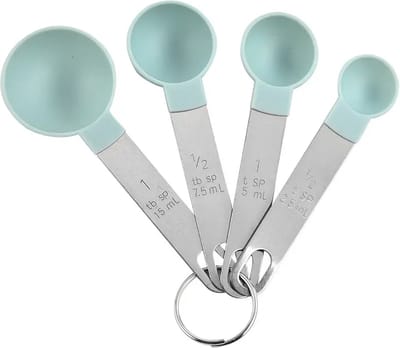 4-delige Maatlepel set - 1 tbsp, 1/2 tbsp, 1 tsp, 1/2 tsp - meetlepels maatcups - measuring spoons - stainless steel handvat - RVS - IXEN