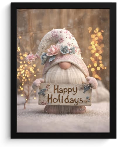 Poster in lijst - Fotolijst 30x40 cm - Posters - Kerst - Gnome - Bord - Kleurrijk - Posterlijst zwart - Decoratie - Wanddecoratie woonkamer - Muurdecoratie slaapkamer - Kerstversiering - Kerstdecoratie voor binnen - Kerstmis