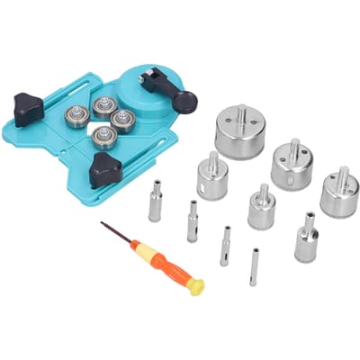 Holle Boor Gatenzaag Set Diamant Boorbits Tegelopener met Geleidingsfixture voor KeramiekLicht lichtblauwe kleur