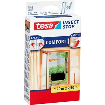 tesa INSECT STOP H&L Fly Screen Premium for Doors - hor voor deur met klittenband, verwijderbaar, antraciet - 120 x 250 cm