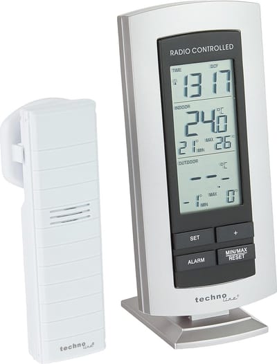 Klassiek weerstation met radioklok en temperatuurweergave