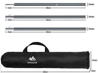 Telescopische tentstok set van 2 - Aluminium verstelbare palen voor zeilen, tenten, en camping (40cm - 240cm)