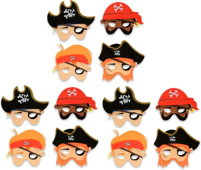 Maskers Piraat | Stoere Verkleedmaskers voor kinderen | Piraten 12 Piratenmaskers