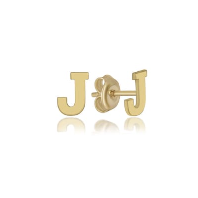 Letter J Gold Plated Initial Oorknoppen Zilveren (zilvergehalte 925 Sterling) (goudkleurig)