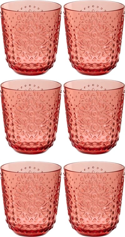 J-Line glas - kunststof - rood - doos van 6
