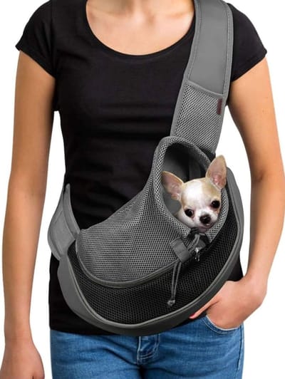 BukkitBow - Luxe Hondendraagtas - Voor Kleine Honden tot 6KG - Comfortabel & Lichtgewicht - Huisdierentas - Grijs / Zwart